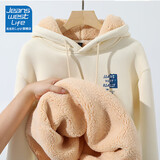 JEANSWEST LIFE真维斯羊羔绒男士卫衣秋冬带帽款加绒加厚保暖学生套头冬装上衣潮