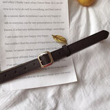 爱满新款软皮黑色皮带女通用韩版百搭款军训文艺学生裤带港风潮流腰带 咖啡色 1527 106cm