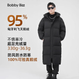 BOBBY BIZZ95%白鹅绒羽绒服男女大码过膝加厚2024城市轻户外新款保暖中长款 黑色高蓬松无异味（男女同款） S 110斤左右 含绒量330g