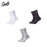 SLAMBLE男长筒袜潮加厚吸汗运动中高筒糖果色大码男袜 黑白灰*3 M（37.5-42）