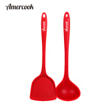 Amercook  硅胶锅铲 煎锅不粘锅炒菜铲硅胶汤勺耐高温食品级厨房家用铲勺 红色硅胶锅铲+汤勺