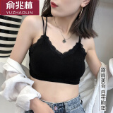 俞兆林美背内衣女无钢圈大胸显小运动文胸薄款吊带网红裹胸性感聚拢学生 黑色1件-细肩带蕾丝边WX 均码（80-140斤）