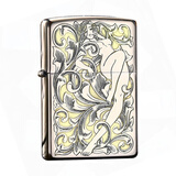 ZIPPO打火机之宝美国原装 200经典铬拉丝标志耐磨zppo煤油男士年货礼品 双面唐草仙子