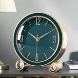 畲雅创意轻奢座钟家用摆台式客厅高端大气时钟桌面高档台钟坐钟表摆件 墨绿色