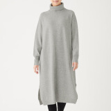 无印良品（MUJI）女式  天竺 高领连衣裙 女装长袖裙子冬季 W9AA875 浅灰色 XS-S （155/80A）