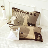 Sharemay全棉枕巾八层棉纱布一对纯棉加厚提花不起球枕头巾防脱落家用盖巾 可爱之家【全棉棉纱】 50x80cm±2cm（一对装）