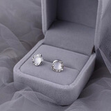 GOLDO JEWELRY925银白玉髓熔岩耳钉女气质简约银耳钉礼物耳饰白玛瑙耳钉首饰 熔岩耳钉（白金）925银+无盒