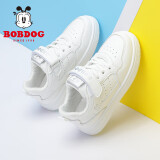 巴布豆（BOBDOG）男童鞋软底透气儿童运动鞋气孔低帮板鞋 101531030 白色38
