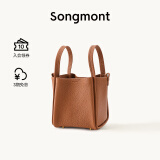 Songmont中号菜篮子系列女设计师款头层牛皮大容量通勤手提包母亲节礼物 金棕色（新版锁扣 ）现货