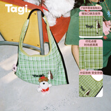 Tagi.hobo边边通勤时尚百搭复古边边单肩包帆布袋旅行斜挎包女生日礼物 森林格纹