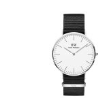 丹尼尔惠灵顿（DanielWellington）dw手表男 经典系列简约时尚瑞典男士手表石英欧美腕表生日礼物 银色边尼龙白盘DW258-40MM