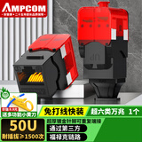安普康（AMPCOM）网络模块超六类 免打万兆非屏蔽CAT6A类网线面板插座 RJ45水晶头镀金UTP电脑信息网口AMC6A80BK