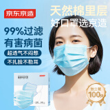 京东京造一次性医用外科口罩100只独立包装 棉里层超透气防尘防晒灭菌级