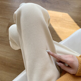 婧麒（JOYNCLEON）孕妇裤子春秋款外穿2025新款阔腿裤孕期不勒肚子加绒孕妇装冬 米杏色【高端欧棉  加绒保暖】 L码