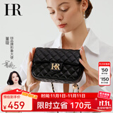 HR赫莲娜女包时尚斜挎包小香风经典百搭菱格链条包单肩包包生日礼物 黑色【小号】
