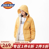 dickies羽绒服 女式双面两穿放羊羔绒羽绒服连帽外套10808 蜂蜜黄 S 充绒量:76.5g