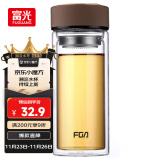 富光 男女士双层玻璃杯 高硼硅玻璃304茶隔水杯子 带茶隔泡茶杯500ml