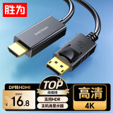 胜为（shengwei）DP转HDMI转接线 4K高清1.2版 DisplayPort转HDMI视频线 电脑接电视显示器转换器线1.8米ADH1018G