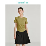茵曼（INMAN）新中式盘扣印花T恤2025夏季女装新款珠扣短袖修身显瘦上衣 浅绿花 L