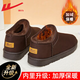 回力棉鞋雪地靴男靴加绒加厚保暖防寒冬季2025棉靴男女包跟休闲靴子男 深咖色（男款） 42