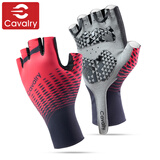 CAVALRY骑行手套男女夏季运动防滑透气骑车户外半指公路自行车手套 红XXL