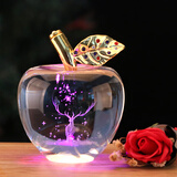 至情至爱平安夜圣诞节礼物创意个性水晶苹果桌面摆件送女生女友老婆生日 一鹿有你