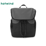 热风（Hotwind）男士背包春秋新款休闲翻盖双肩包大容量商务通勤电脑包 72黑灰 F