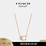 蔻驰（COACH）奥莱女士密镶经典标志时尚项链精美配饰金色 金色