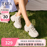 他她春秋厚底透气老爹鞋女鞋网面增高运动鞋新款WOG16BM4 白色 38