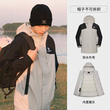 骆驼（CAMEL）拼色夹棉冲锋衣男女情侣棉服防风防水外套户外登山服 A13CA70135灰/黑男 男女同款女生 L