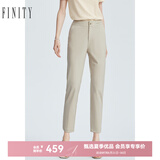 菲妮迪（FINITY）女装休闲裤夏季简约直筒纯色垂感立体修身女士西裤 卡其色 S