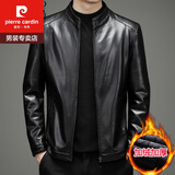 皮尔卡丹（pierre cardin）真皮软皮衣男士皮夹克中青年男装爸爸装绵羊皮外套加绒加厚 2151黑色立领【加绒】 加厚 2XL 185(150-165斤)