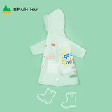 SHUKIKU儿童雨衣幼儿园小学生防霉亲肤雨衣户外雨披透明款趣味字母M码