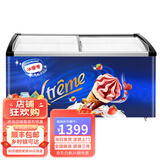 领航雪冰柜商用大容量市冷冻冰箱展示柜卧式保鲜雪糕柜冰糕柜冰棍柜 1.3米长雪糕柜铜管【带锁+蓝贴画+带价格条】