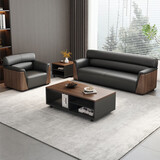 锡田家具办公沙发现代简约商务会客沙发茶几组合 3+1+1（西皮）