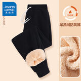 真维斯（Jeanswest）加绒裤女棉裤女装冬季外穿裤子羊羔绒加厚保暖束脚长裤休闲女弹力 黑色 纯色 L