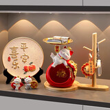 赟娅福袋招财猫钥匙收纳玄关摆件入户门口家居客厅桌面装饰品乔迁礼物 福袋招财猫置物架三件套