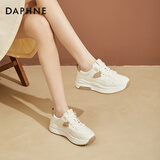 达芙妮休闲运动鞋女厚底ins潮轻便舒适老爹鞋旅游跑步鞋 米杏色 37 