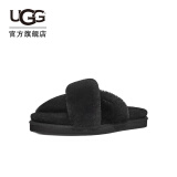 UGG春季女士休闲潮流交叉纯色居家户外舒适时尚平底毛拖鞋1138116 BLK | 黑色 36