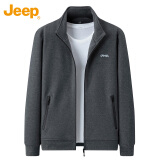 吉普（JEEP）卫衣男士外套春秋季宽松休闲开衫潮流重磅运动衣服男装 灰色 3XL 