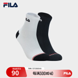 FILA 斐乐官方男袜中腰袜套装简约运动袜中筒袜两双装 标准白/传奇蓝-99 XS