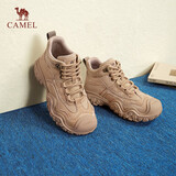 骆驼（CAMEL）工装靴女休闲拼接厚底高帮鞋登山鞋马丁靴 L24W283645 卡其 38 