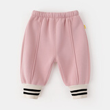 嘟嘟家女童加绒裤子冬装儿童冬季保暖长裤男童加厚休闲裤宝宝运动裤冬款 粉红色 120