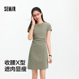 森马（Semir）连衣裙女圆领收腰弹力针织裙2025夏刺绣休闲短裙辣妹109325114001