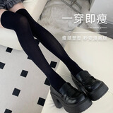 纤足依品白丝日系萝莉白色丝袜可爱jk连裤袜学生洛丽塔过膝长筒袜女 过膝丝袜黑色 均码 1双装