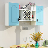 榫雅阁壁挂式红酒架餐厅墙上酒柜吊柜客厅吊柜墙挂式收纳储物柜置物架 长120宽23高60蓝色欧式门