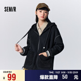 森马（Semir）森马外套女仿羊羔毛摇粒绒慵懒宽松冬连帽两面穿夹克109723108008