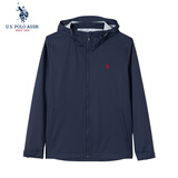 U.S. POLO ASSN.外套男春秋季连帽户外运动夹克男防风薄款休闲上衣 藏蓝色 XL