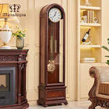 meishijia美时嘉现代百搭落地坐钟客厅别墅实木立钟德国赫姆勒机械报时钟表 德国赫姆勒四音