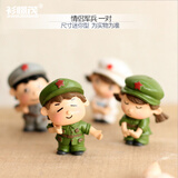 微景观摆件 园艺多肉植物花盆迷你DIY装饰生日蛋糕仿真动物人物卡通创意花园花盆迷你工 情侣军 一对